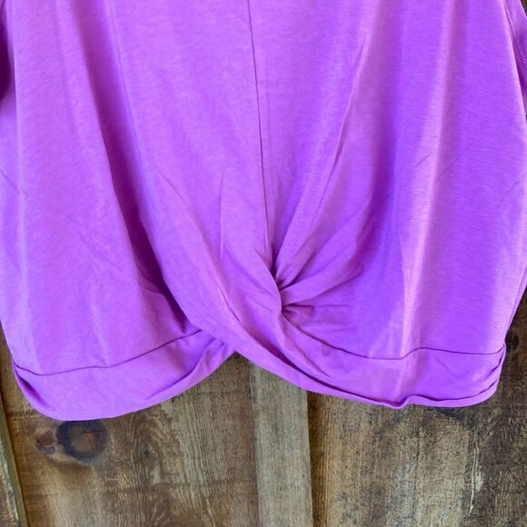 Core 10 Women's Soft Cotton Knot Twist Front Cropped Yoga Tank Plus 3X - Picture 5 of 11